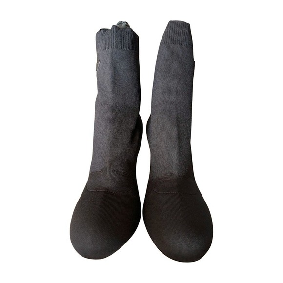 Prada Black Sock Ankle Boots Stiletto Heel Logo Triangle Women's Size 39.5 Italy - Picture 5 of 10